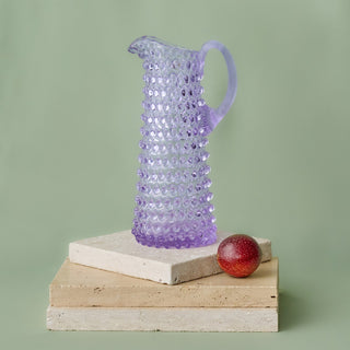 Hobnail Glass Jug in Lilac Bloom – Tall 1.2 Liter