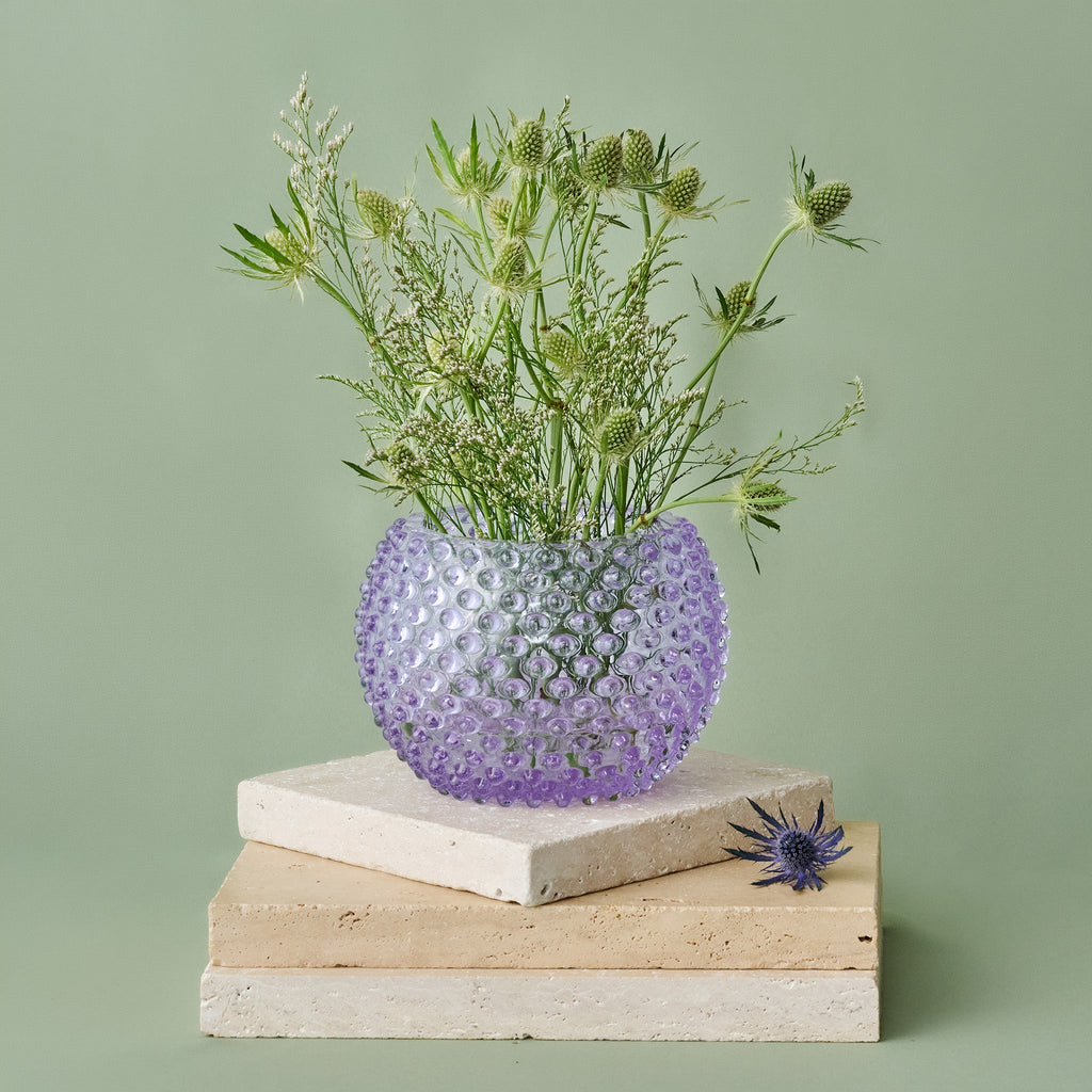 Hobnail Glass Vase in Lilac Bloom – Large