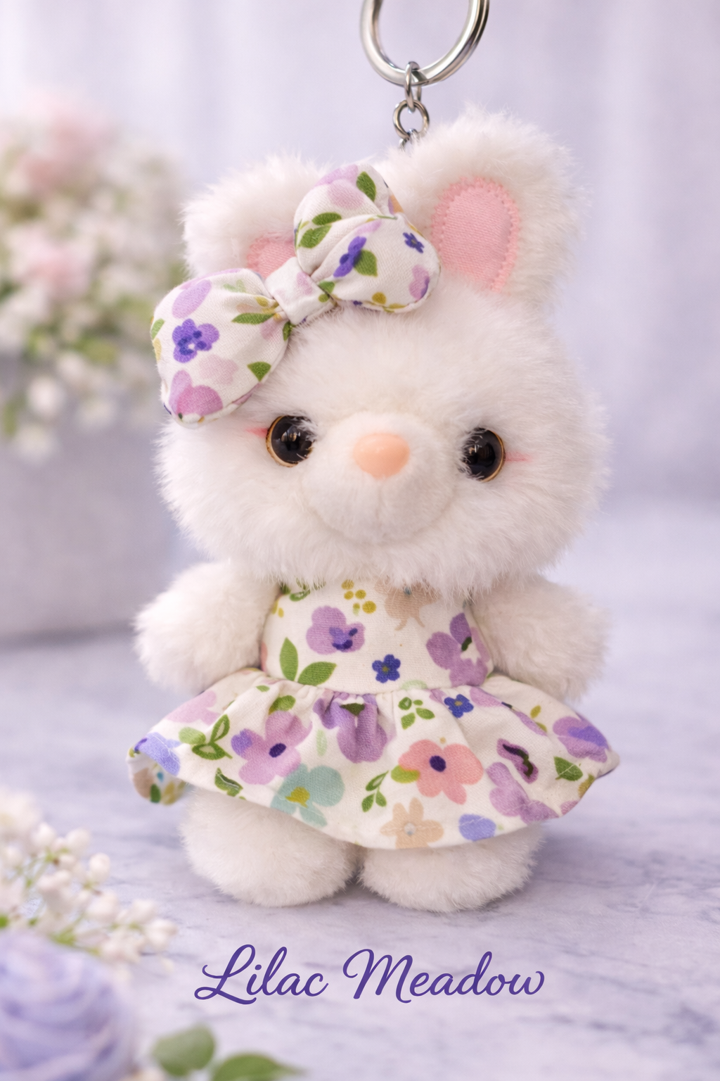Blossom Bunny Keychain – Plush Floral Rabbit Charm in Mystery Tin Gift Box
