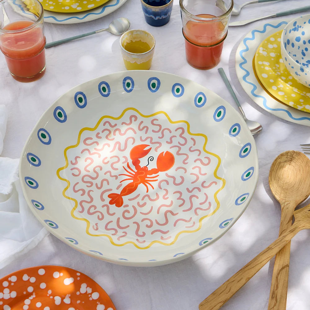 Costa Nova Summer Bliss Low Serving Bowl – Lobster Design Fine Stoneware by Laetitia Rouget