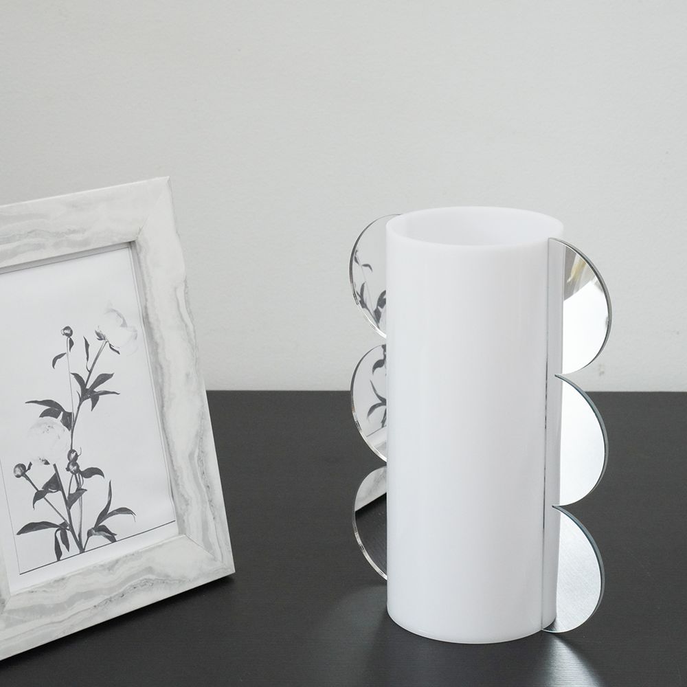 Lucite Mirror Accented Vase