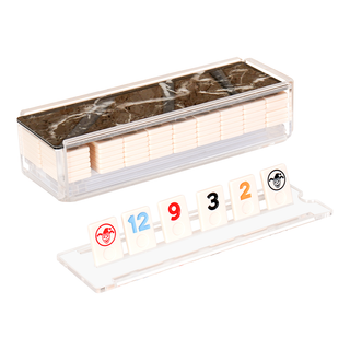Lucite Rummy Game with Colorful Sliding Lid | Modern Luxury Tile Game Set