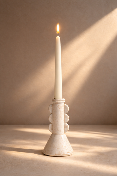 Luna & Raya Handcrafted Terracotta Taper Candle Holders