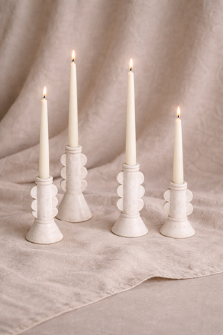 Luna & Raya Handcrafted Terracotta Taper Candle Holders