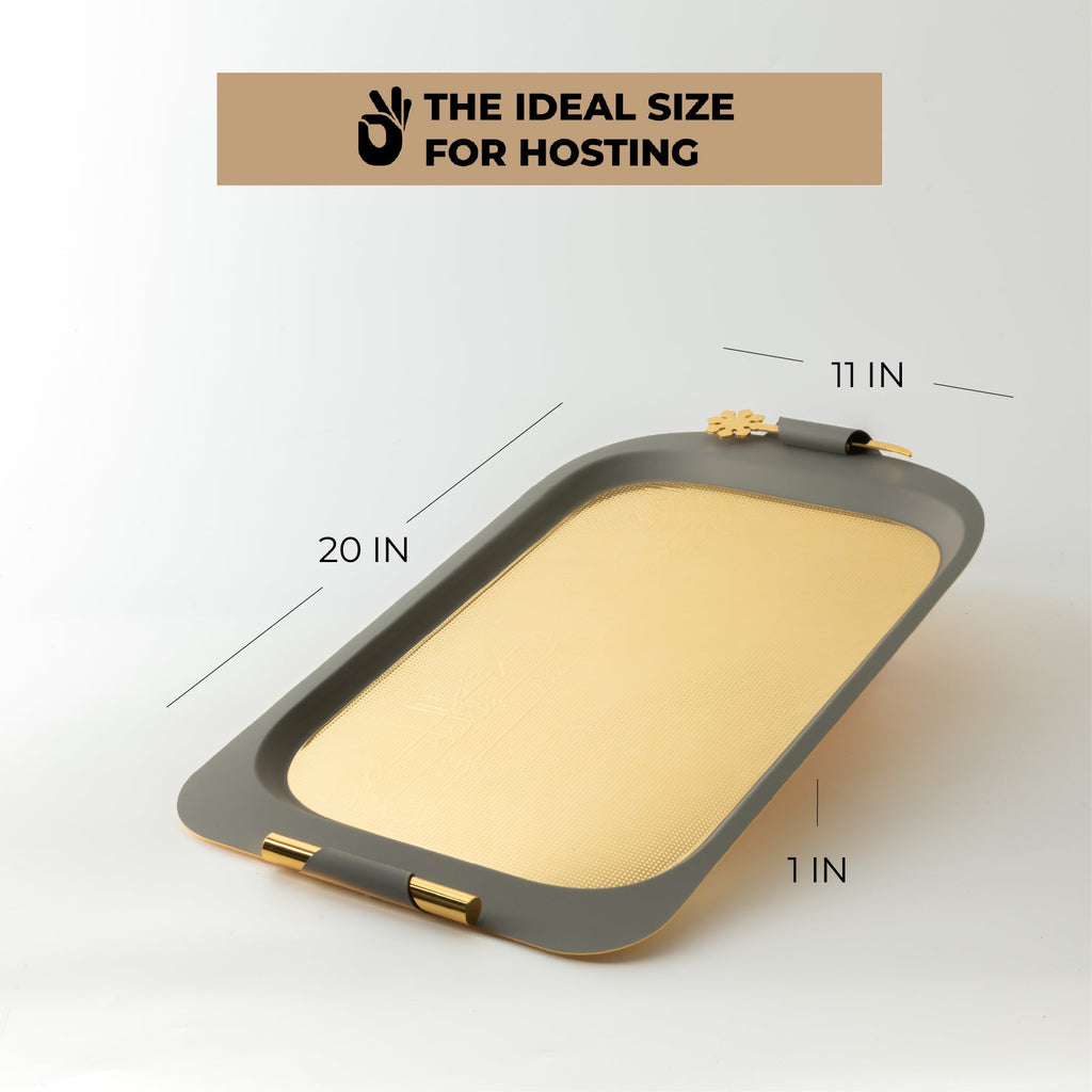 Mirral - Serving Tray - Grey & Gold
