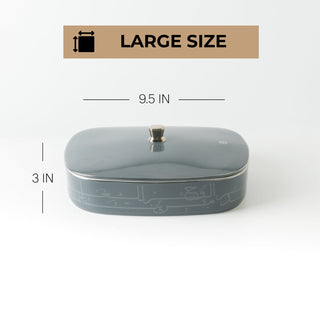 Mirral - Large Decorative Canister - Dark Blue & Silver