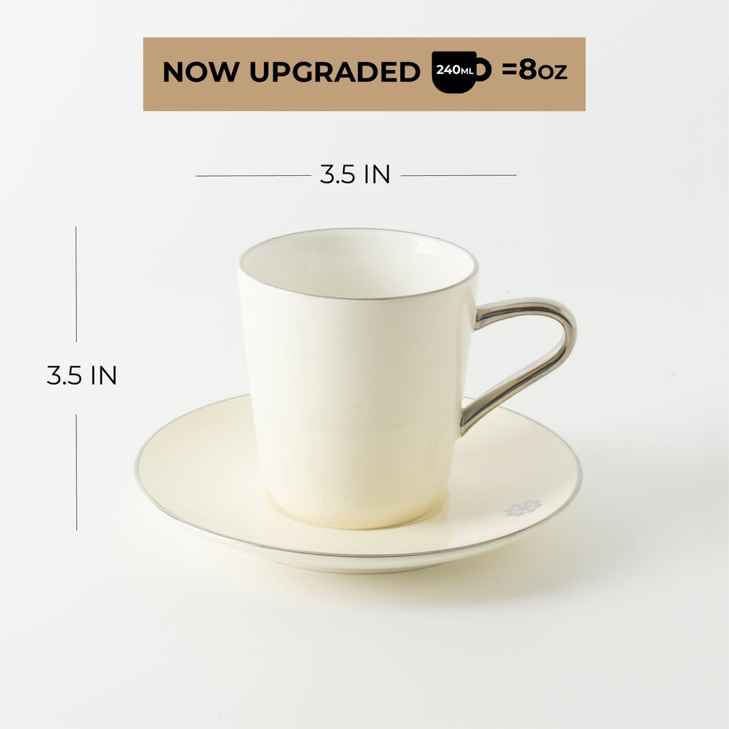 Mirral - Cappuccino Set (12-Pc) - White & Silver