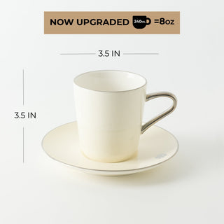 Mirral - Cappuccino Set (12-Pc) - White & Silver