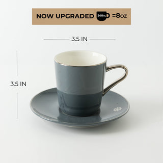 Mirral - Cappuccino Set (12-Pc) - Dark Blue & Silver