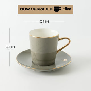 Mirral - Cappuccino Set (12-Pc) - Grey & Gold