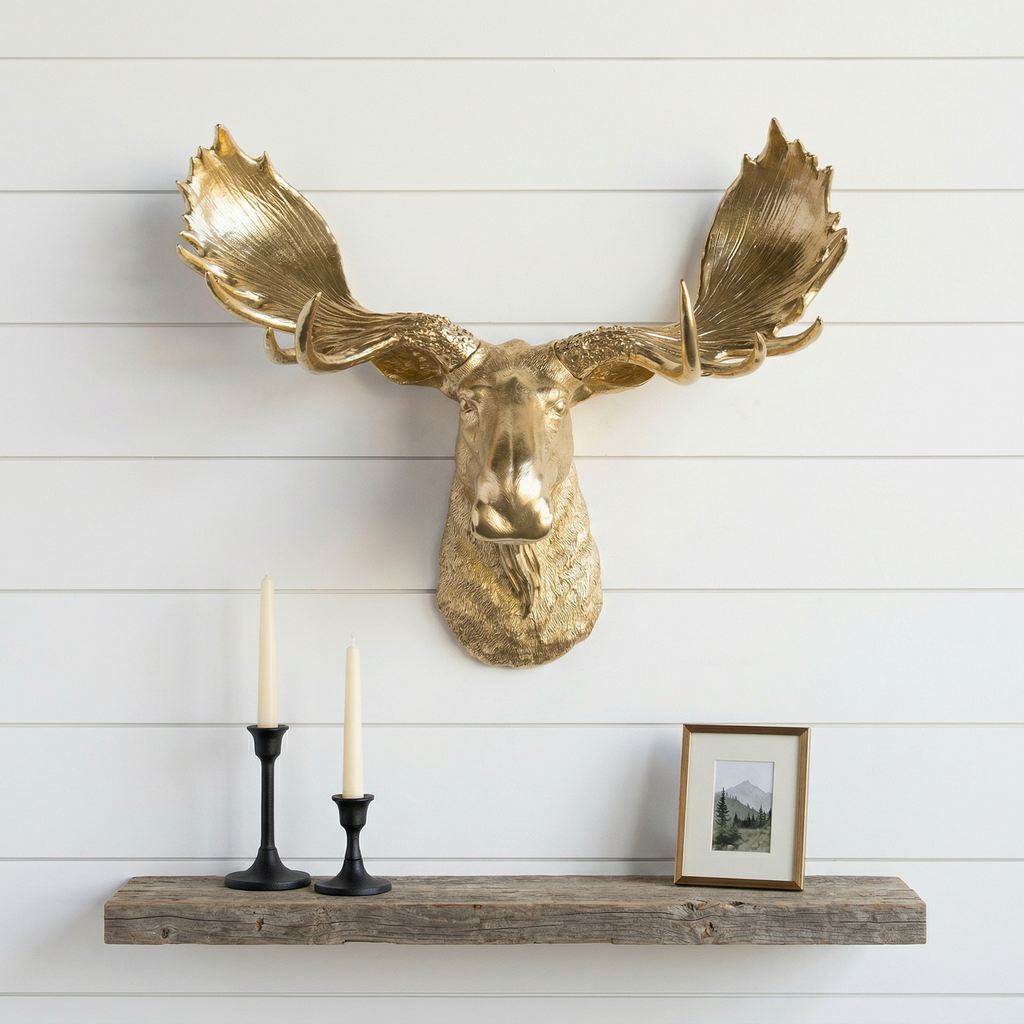 Sculpted Faux Moose Head Wall Decor