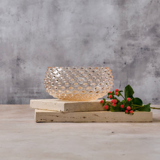 Hobnail Glass Bowl in Apricot Chiffon – Large