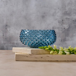 Hobnail Glass Bowl in Midnight Blue – Large