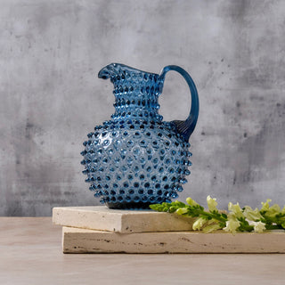 Hobnail Glass Jug in Midnight Blue – 2 Liter