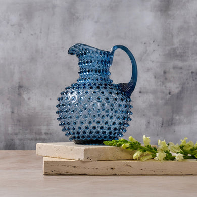 Hobnail Glass Jug in Midnight Blue – 2 Liter