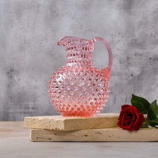 Hobnail Glass Jug in Petal Pink – 2 Liter