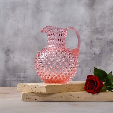Hobnail Glass Jug in Petal Pink – 2 Liter