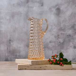 Hobnail Glass Jug in Apricot Chiffon – Tall 1.2 Liter