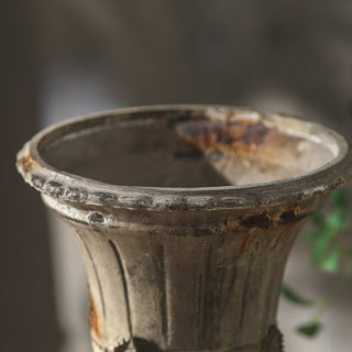 Distressed Fluted Pedestal Urn Planter