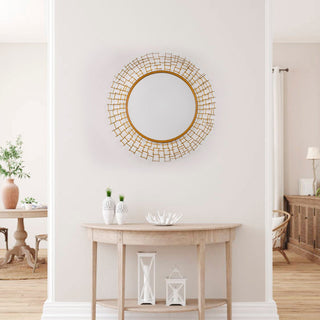 Golden Lattice Dimensional Wall Mirror: A Blend of Elegance and Modern Design