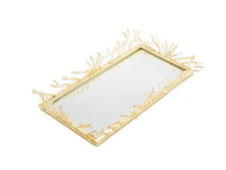 Rectangular Decorative Mirrror Tray with Gold Design Border
Medium