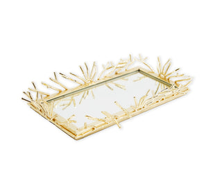 Rectangular Decorative Mirrror Tray with Gold Design Border
Medium