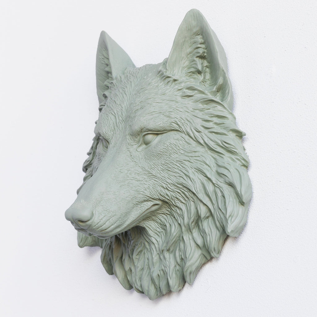 Sculpted Mini Faux Wolf Head Wall Decor