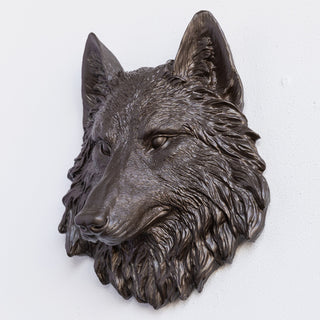 Sculpted Mini Faux Wolf Head Wall Decor