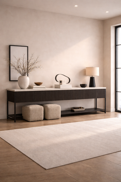 Modern Loop Table Sculpture with White Marble Base
