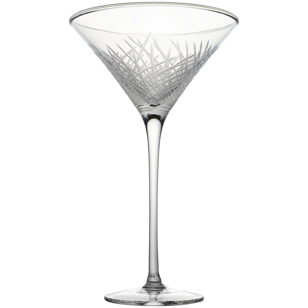Grass-Cut Martini Glass – Handmade Polish Etched Crystal Cocktail Glass