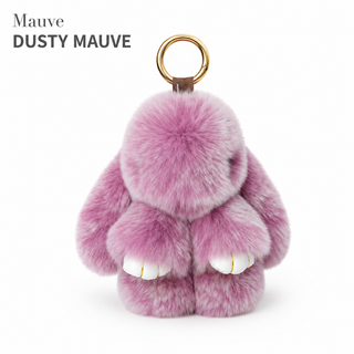Bunny Lulu Rex Fur Key Chain Gift Set with Vintage Tin or Drawstring Bag