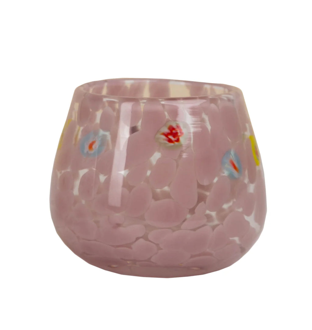 Torcello Millefiori & Stripes Votive – Decorative Italian Style Glass Candle Holder