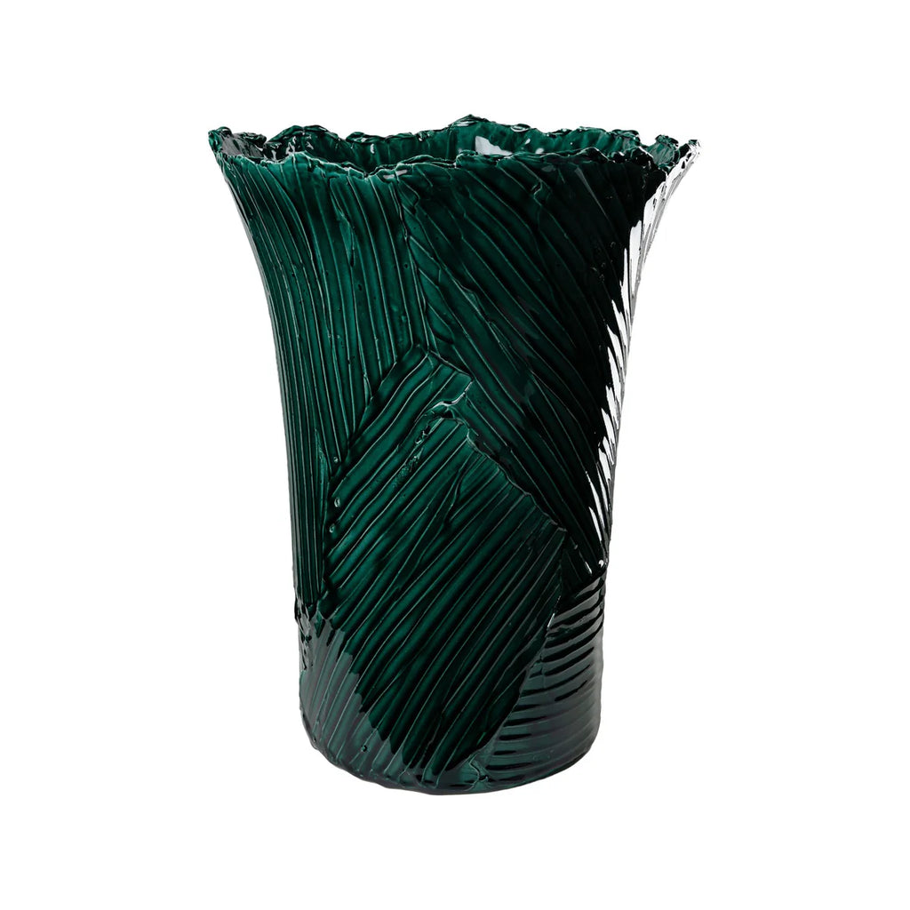 Textured Vase in Emerald Green – Medium & Large Decorative Vase Inspired by Mediterranean Seas