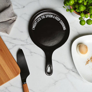 Funny Taste-Tester Spoon Rest with Wooden Spoon – Porcelain Kitchen Spoon Holder