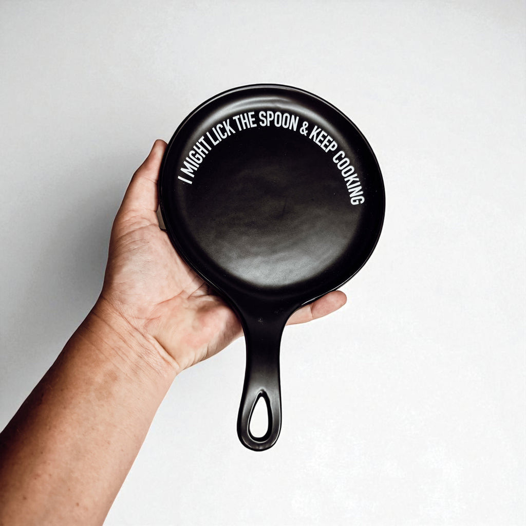 Funny Taste-Tester Spoon Rest with Wooden Spoon – Porcelain Kitchen Spoon Holder