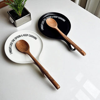 Funny Taste-Tester Spoon Rest with Wooden Spoon – Porcelain Kitchen Spoon Holder
