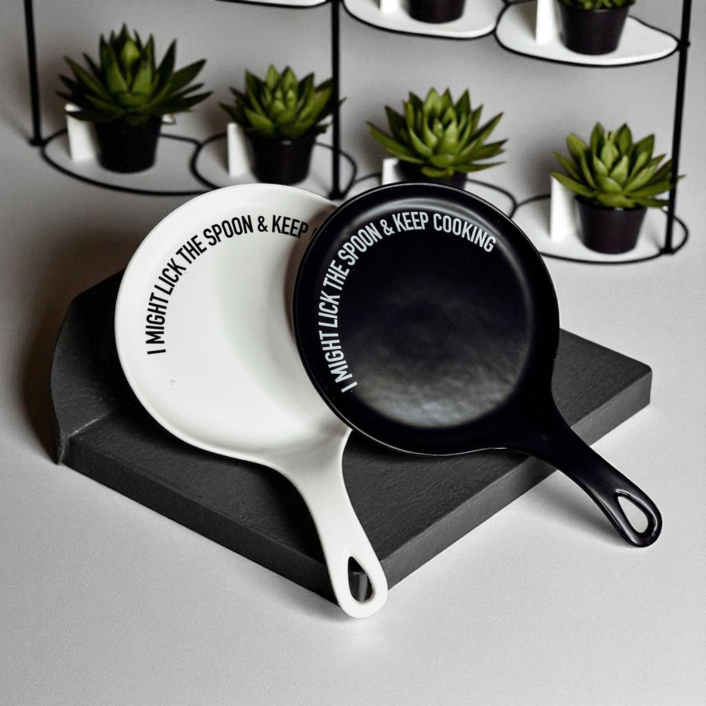 Funny Taste-Tester Spoon Rest with Wooden Spoon – Porcelain Kitchen Spoon Holder
