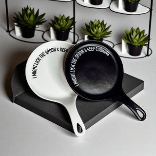 Funny Taste-Tester Spoon Rest with Wooden Spoon – Porcelain Kitchen Spoon Holder