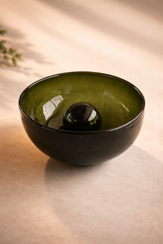 Mitla Forest Green Recycled Glass Bowl