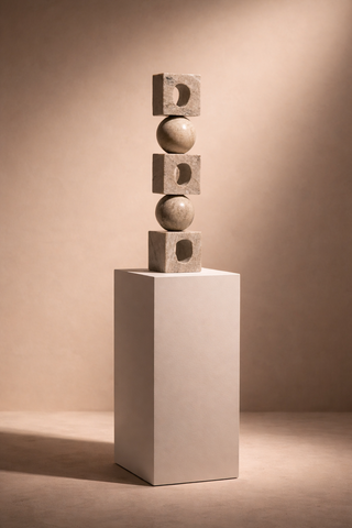 Totem Gray Marble Table Sculpture