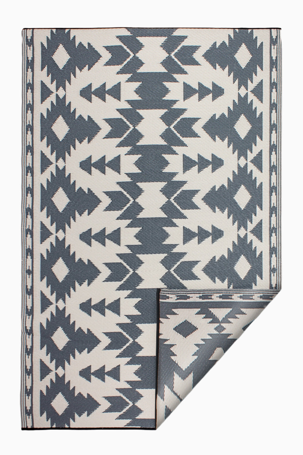 Miramar Gray Southwestern Reversible Outdoor Patio Rug