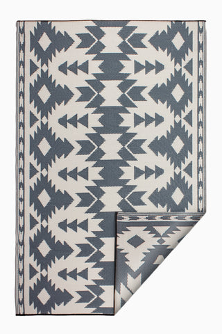 Miramar Gray Southwestern Reversible Outdoor Patio Rug