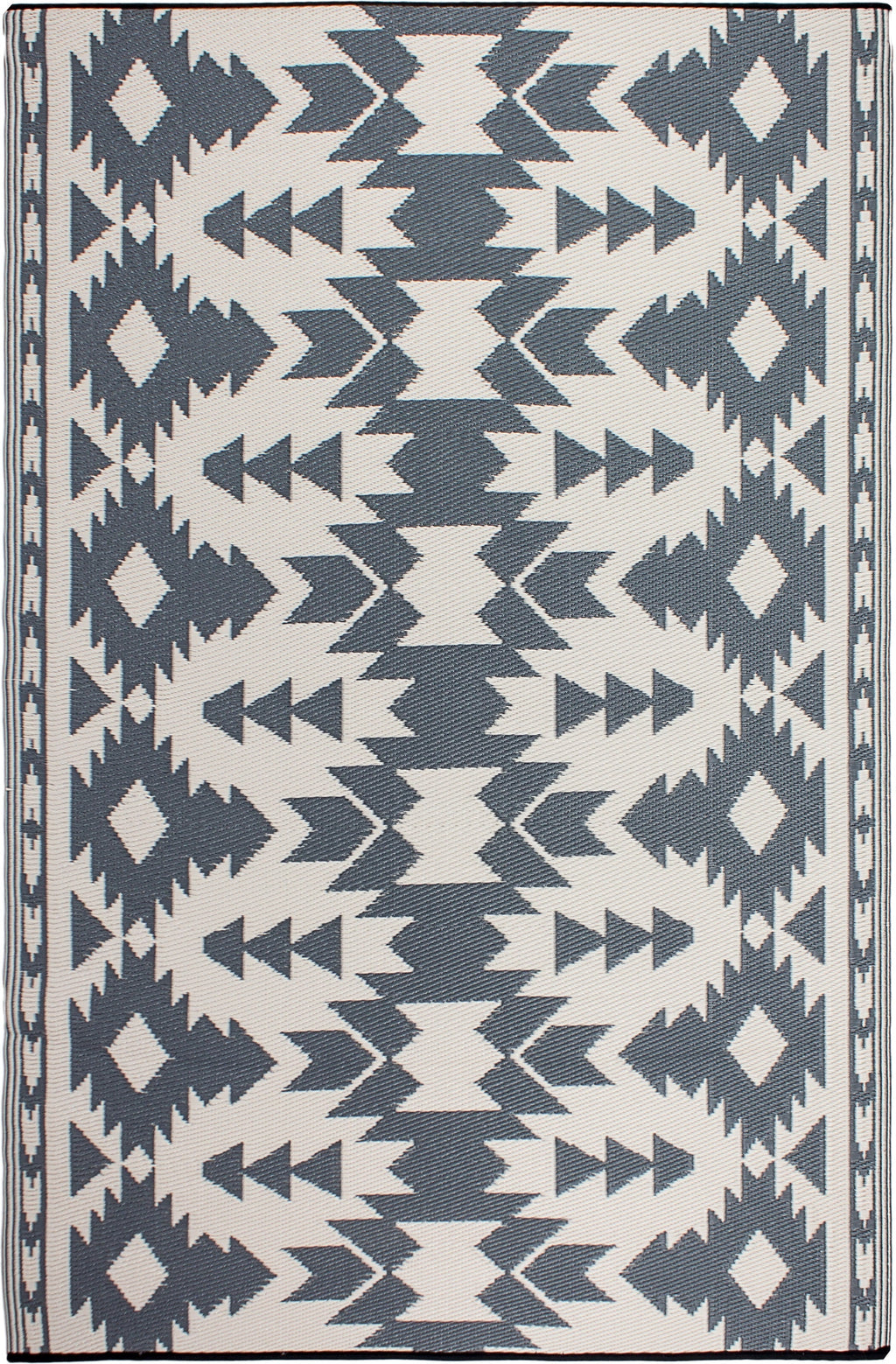 Miramar Gray Southwestern Reversible Outdoor Patio Rug