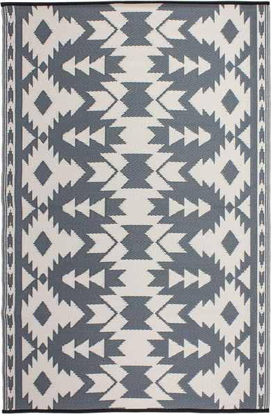 Miramar Gray Southwestern Reversible Outdoor Patio Rug