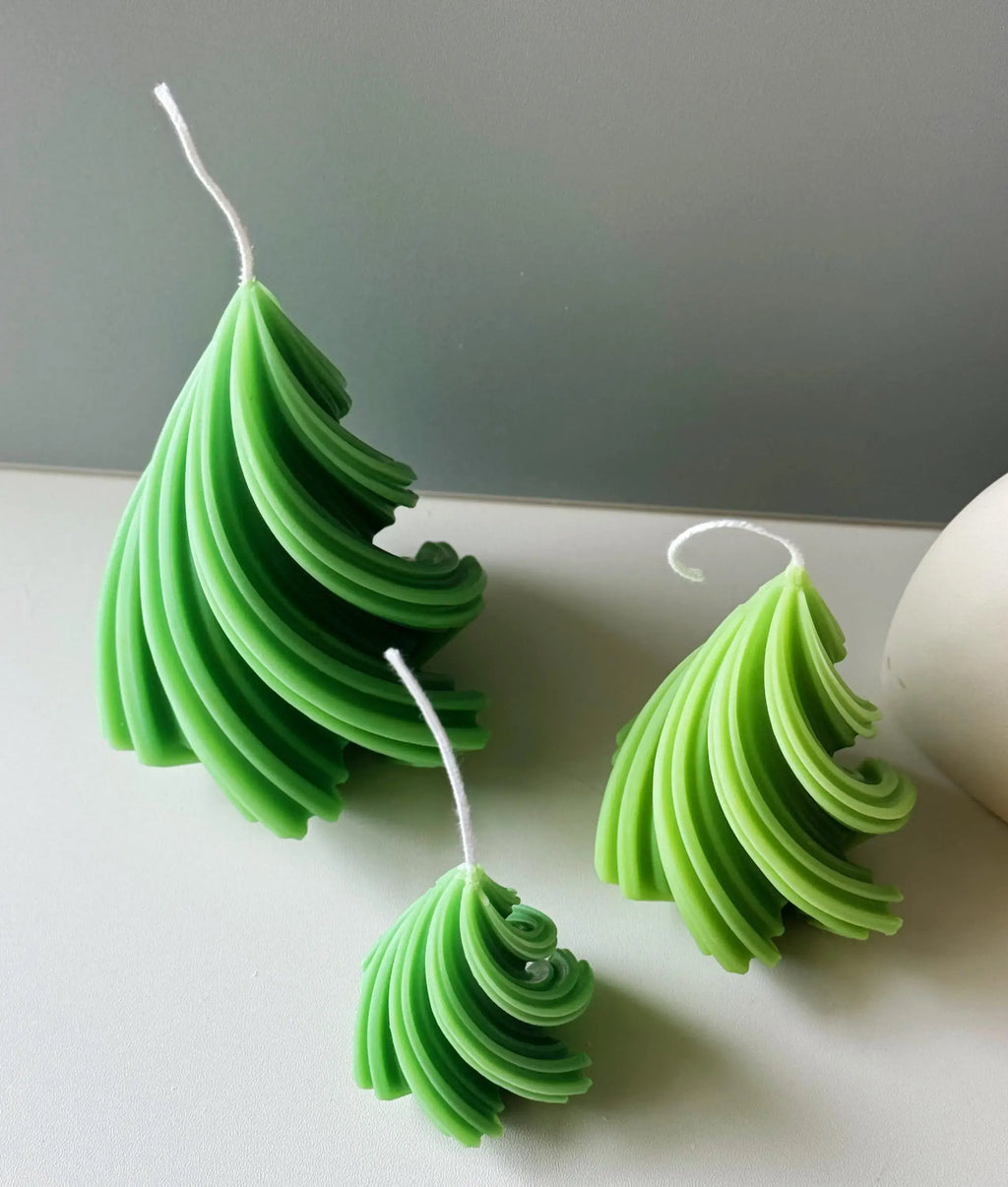 Modern Swirling Christmas Tree Candles for Elegant Holiday Decor