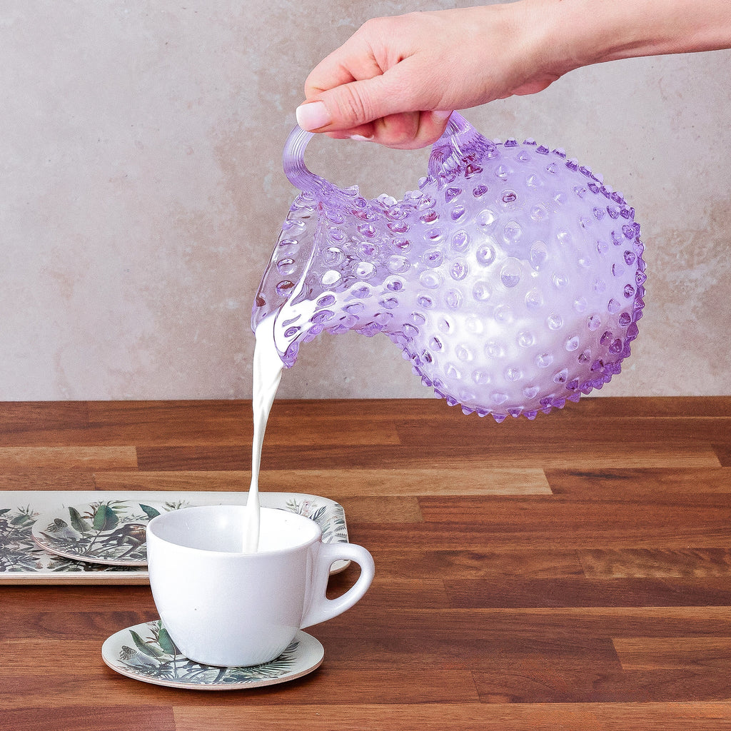 Hobnail Glass Creamer Jug in Lilac Bloom – 1 Liter