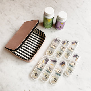 Large Pill Travel Case with Individual Daily Pill Organizer – Pink/Blush
