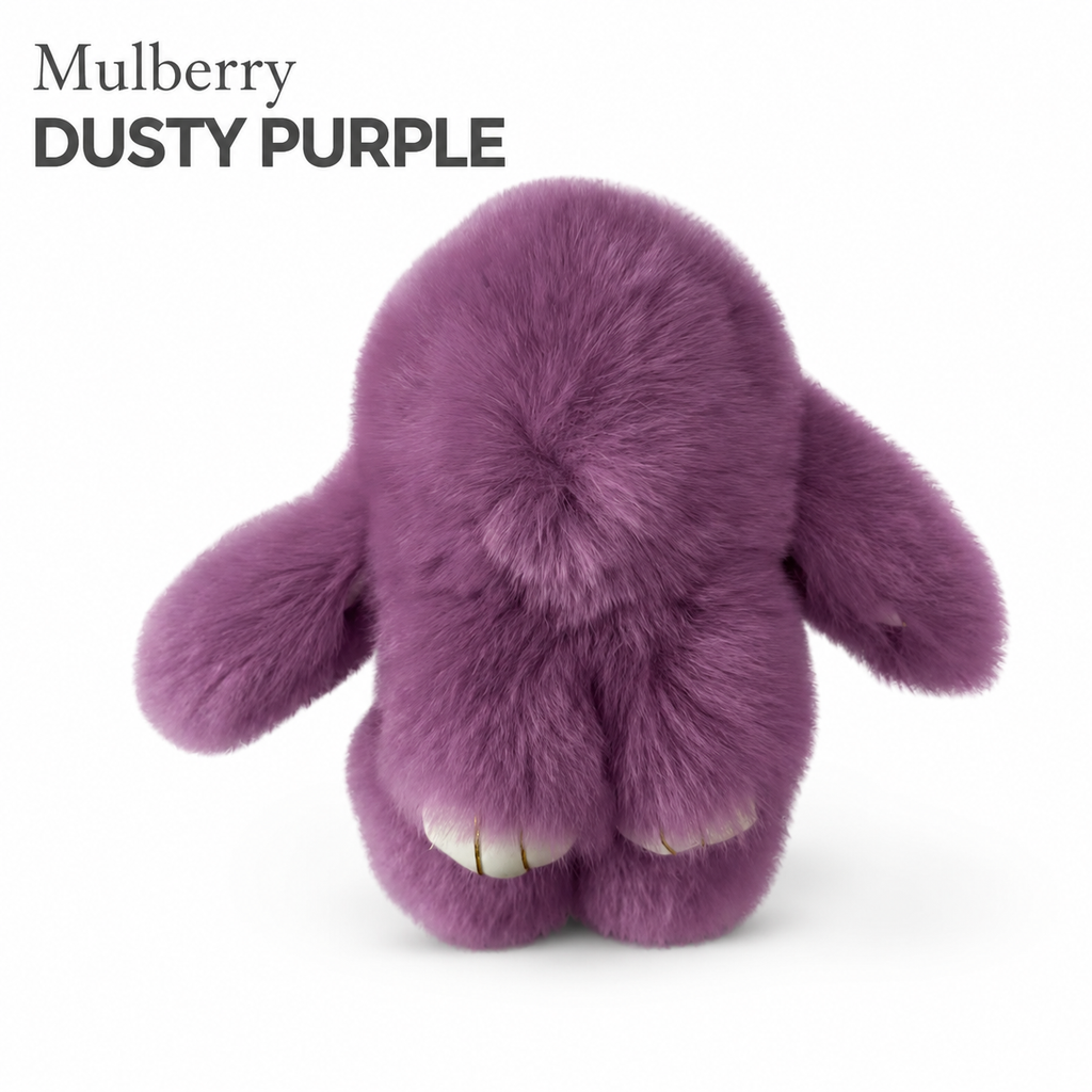 Bunny Lulu Rex Fur Key Chain Gift Set with Vintage Tin or Drawstring Bag