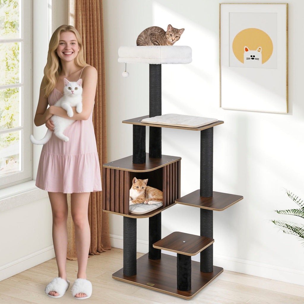 59.5-Inch 6-Level Cat Tree with Cushioned Top Perch and Condo