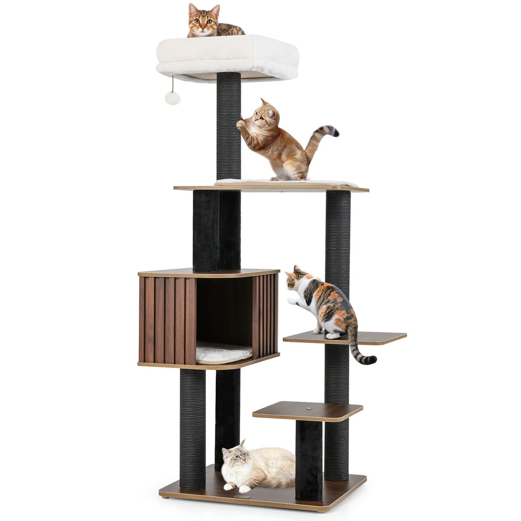 59.5-Inch 6-Level Cat Tree with Cushioned Top Perch and Condo